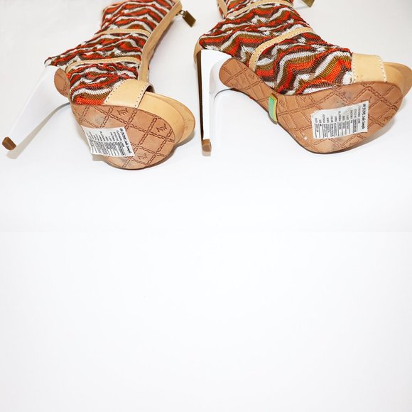 NEW L.A.M.B. by Gwen Stefani Knit Chevron Stripe KNIT Platform Booties Size 6 - Picture 8 of 9